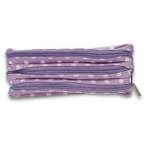 ■ Schoolbooks.ie - Triple Pencil Case - Purple Dots