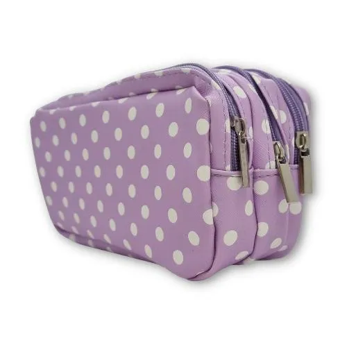 ■ Schoolbooks.ie - Triple Pencil Case - Purple Dots