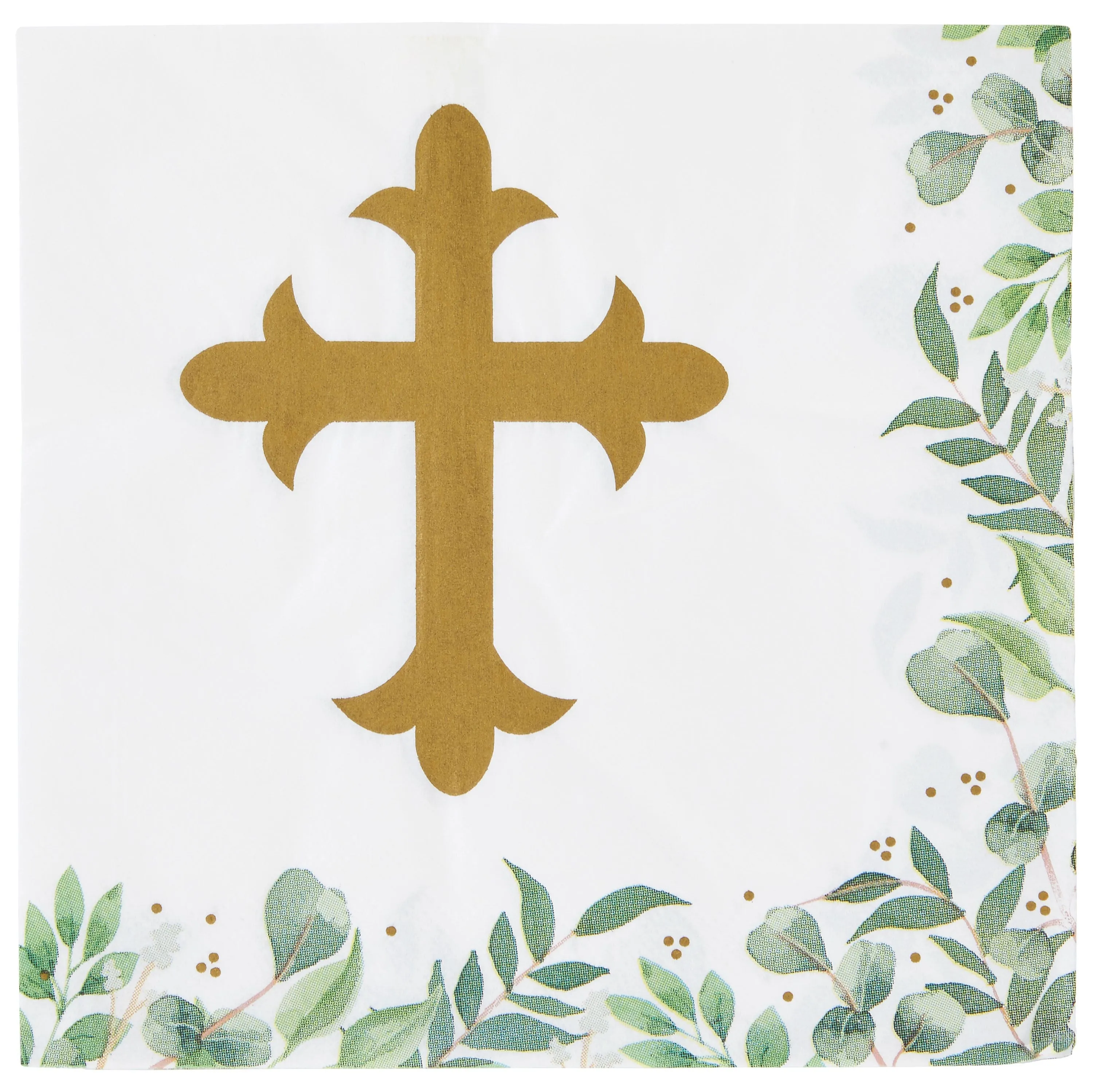 100 Pack Cross Napkins for Baptism, First Communion, Christening Decorations (6.5 x 6.5 In)