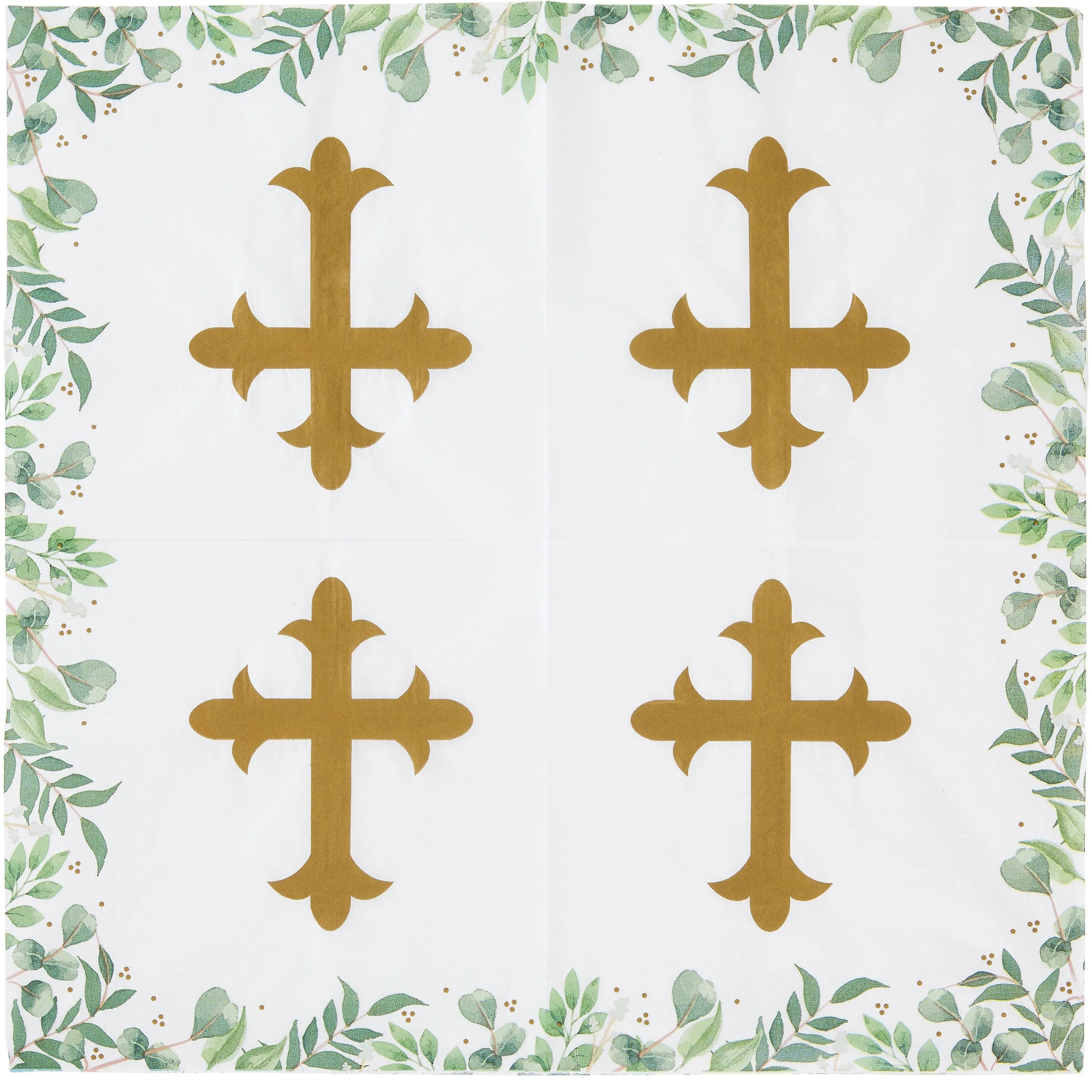 100 Pack Cross Napkins for Baptism, First Communion, Christening Decorations (6.5 x 6.5 In)