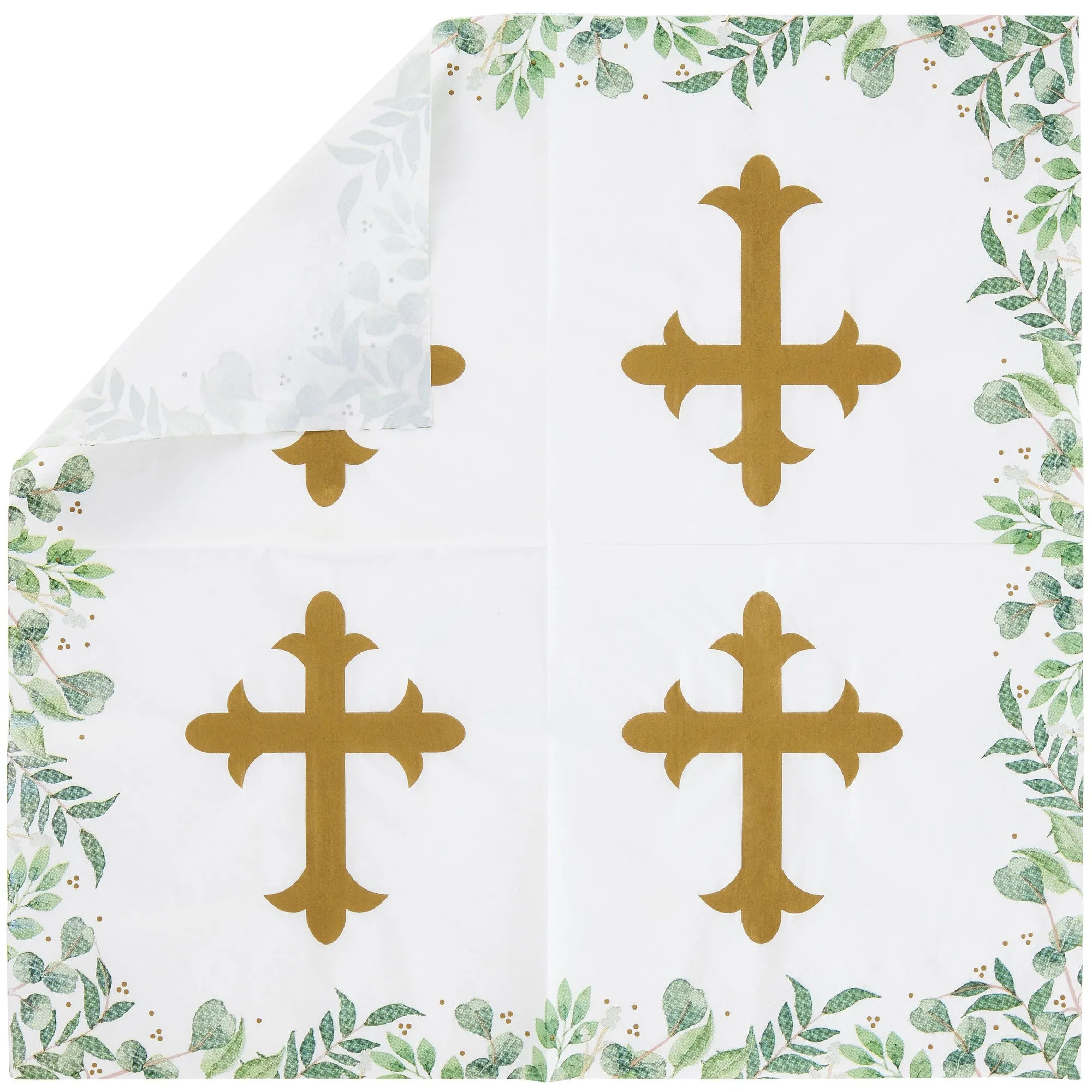 100 Pack Cross Napkins for Baptism, First Communion, Christening Decorations (6.5 x 6.5 In)