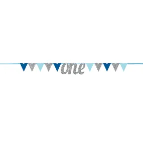 1st Birthday Blue & Silver Banner