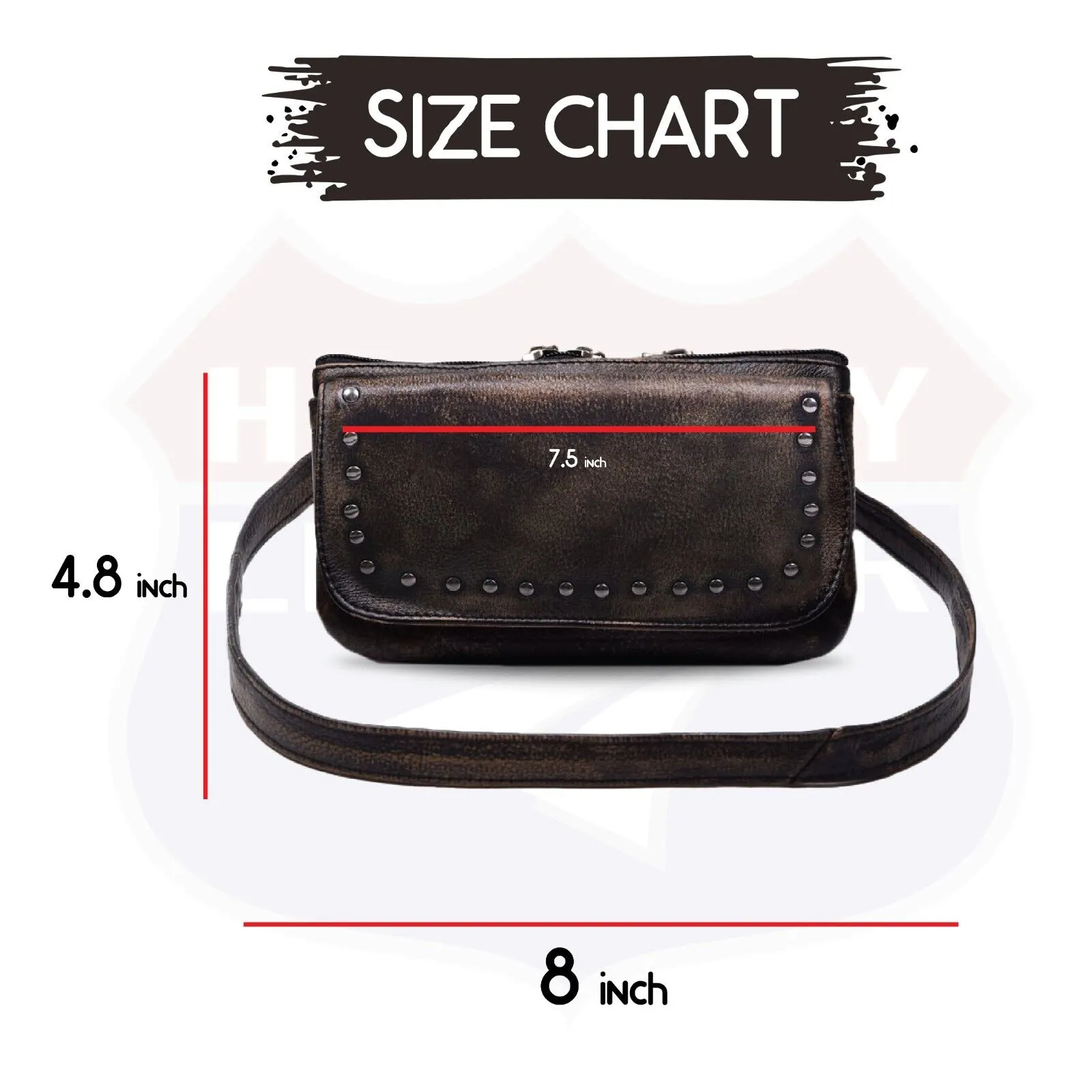 2151DIS.BROWN Leather HipClip Purse Bag Women Waist Fanny Pack Motorcycle Distressed BROWN