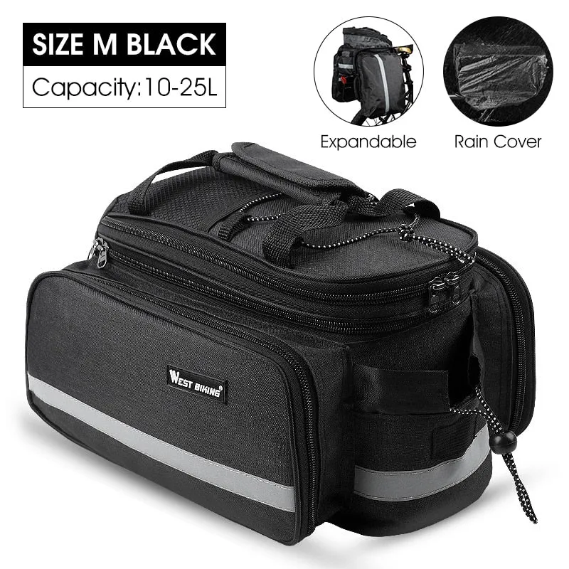 3 In 1 Bicycle Trunk Bag Mountain Bike Bag Cycling Double Side Rear Rack Seat Luggage Carrier Panniers Shoulder Bag