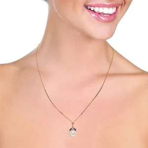 4.5 Carat 14K Solid Rose Gold Necklace Pearl Tanzanite