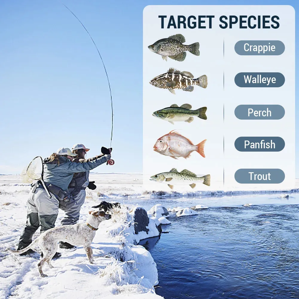 52pcs Ice Fishing Gear Set Ice Fishing Rod and Reel Combo with Ice Fishing Scoo p Ice Fishing Hook Fishing Lures