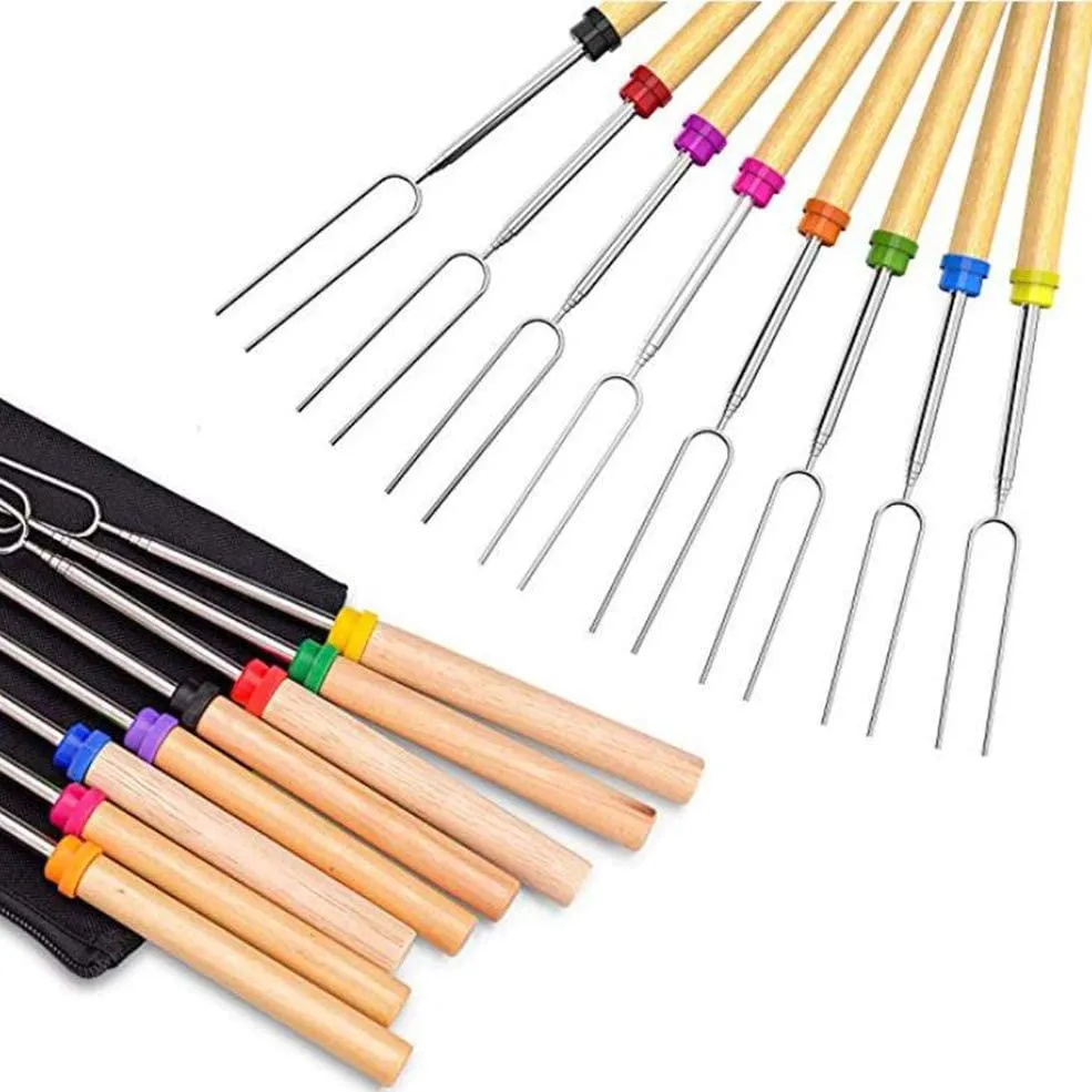 8-Piece Set: Marshmallow Roasting Sticks with Wooden Handle