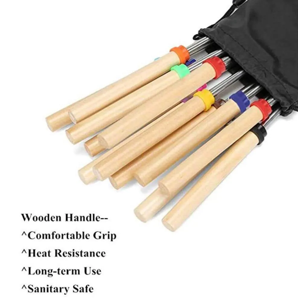 8-Piece Set: Marshmallow Roasting Sticks with Wooden Handle