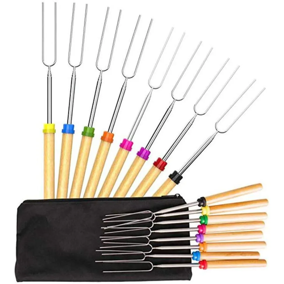 8-Piece Set: Marshmallow Roasting Sticks with Wooden Handle