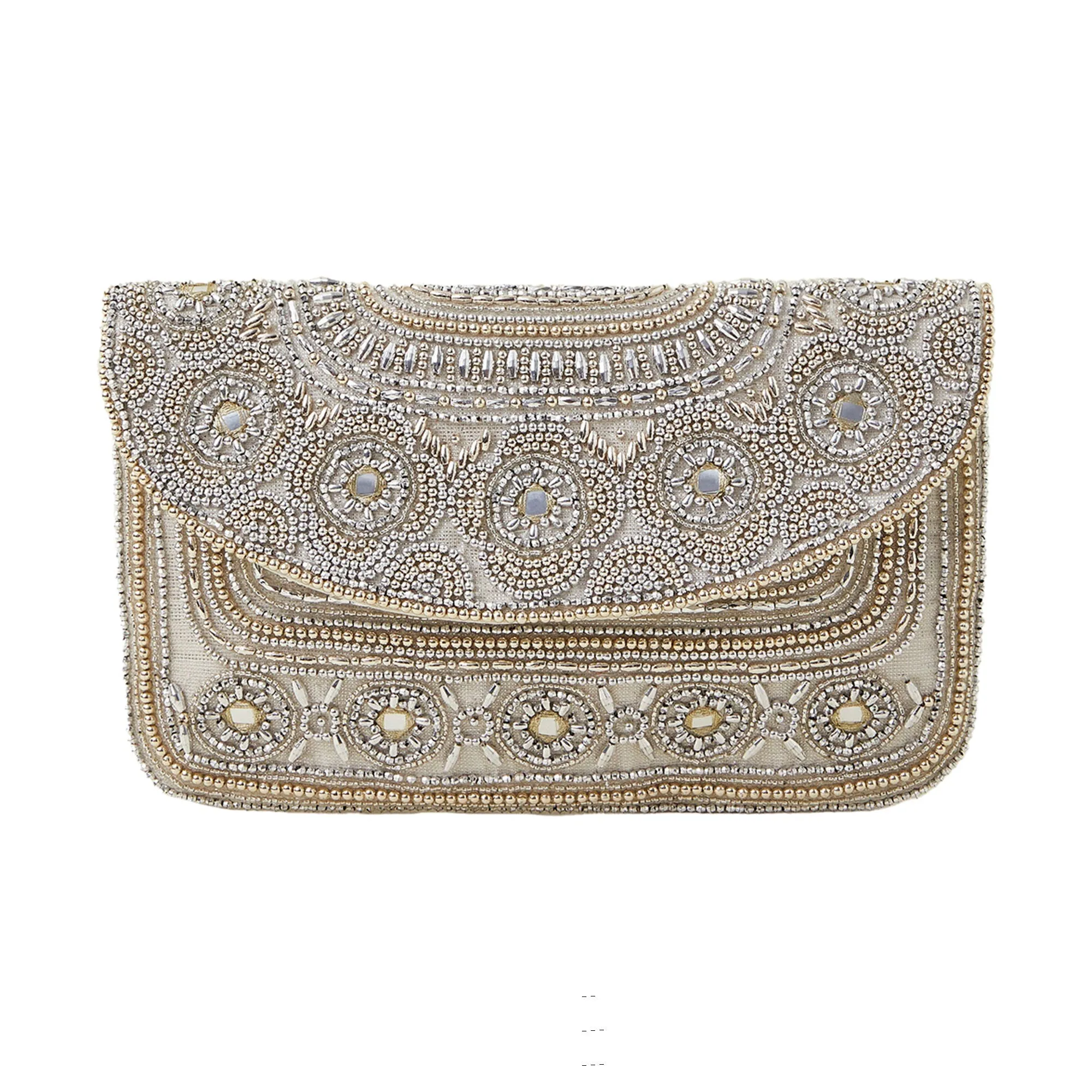 Accessorize London Women's Silver Beaded Clutch Bag