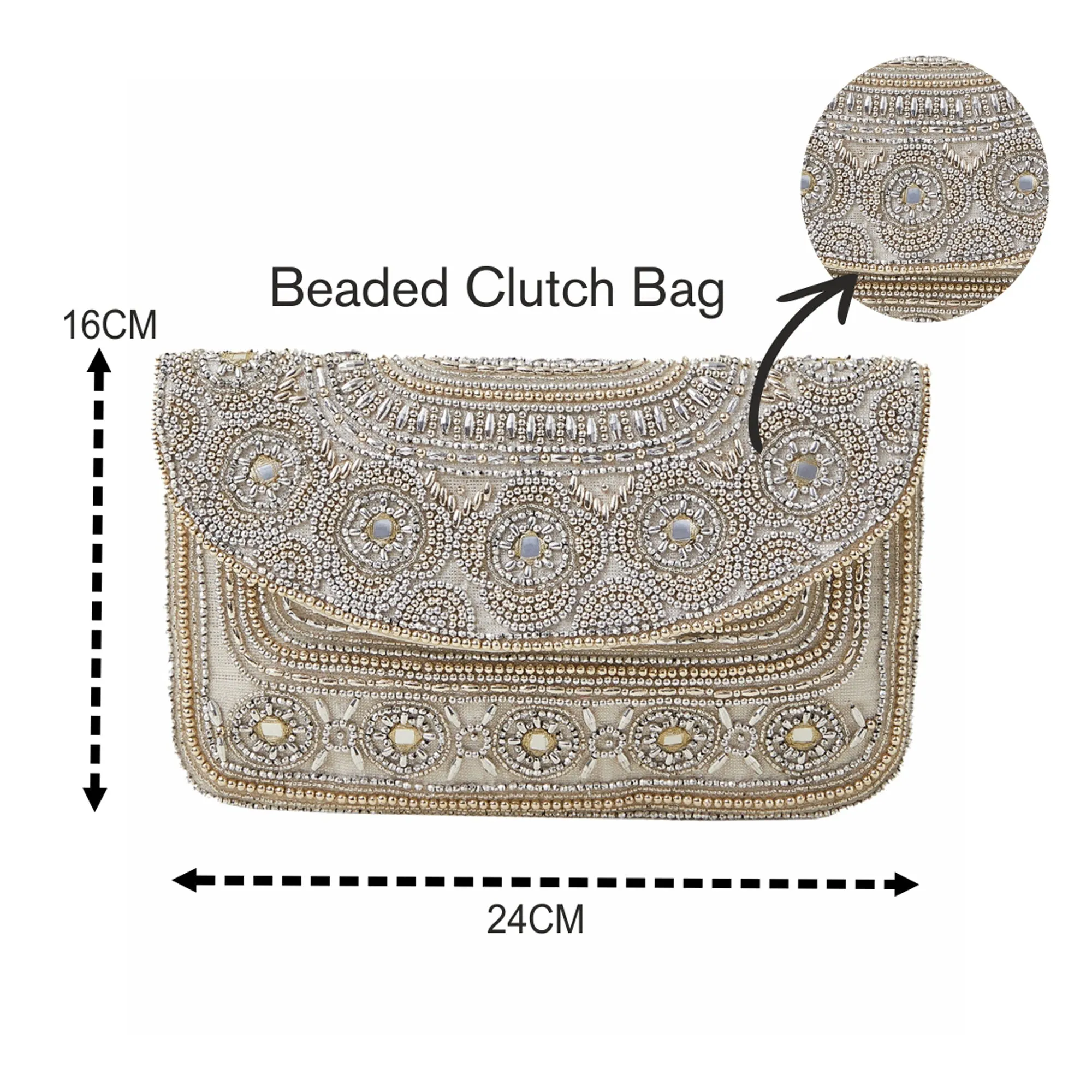 Accessorize London Women's Silver Beaded Clutch Bag