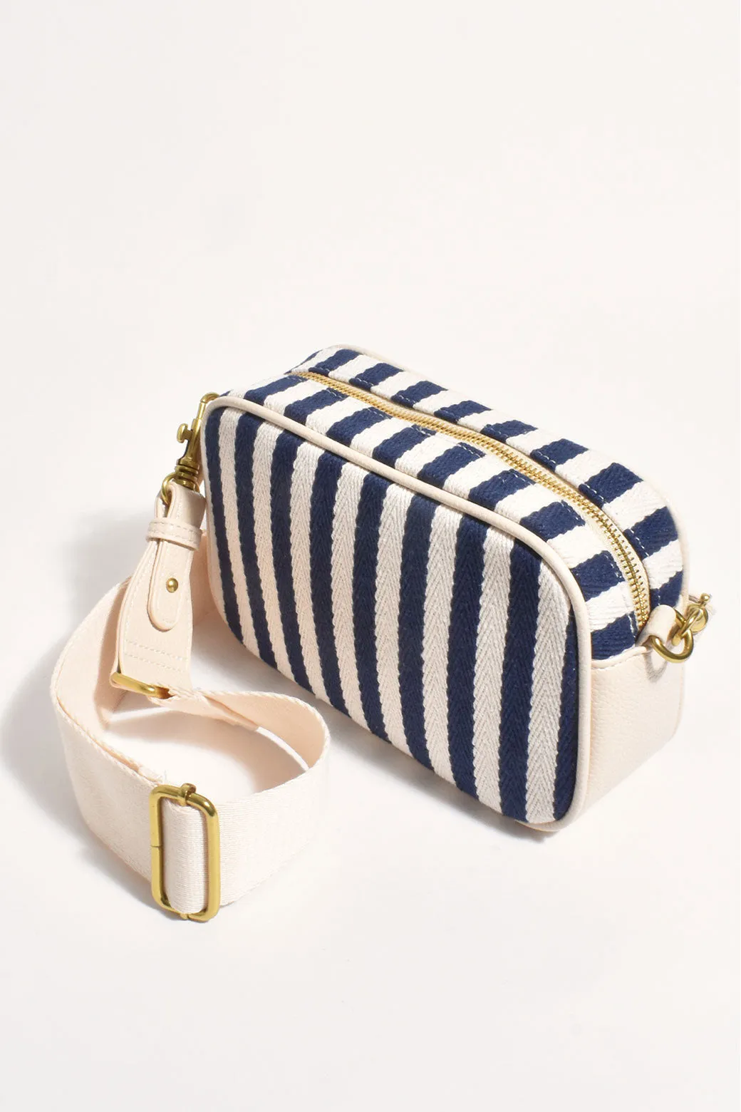 Adorne Isla Stripe Canvas Cross Body Bag Navy