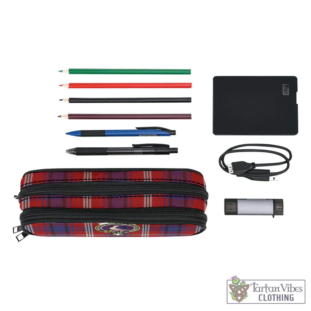 Ainslie Tartan Pen and Pencil Case with Family Crest