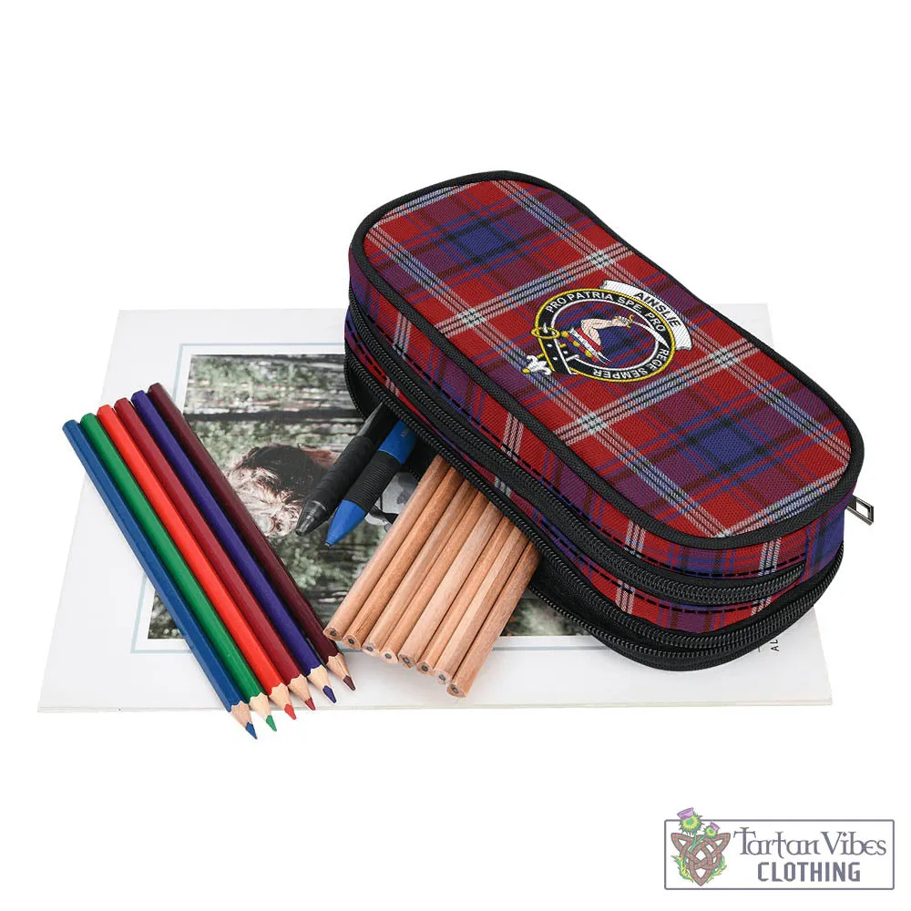 Ainslie Tartan Pen and Pencil Case with Family Crest