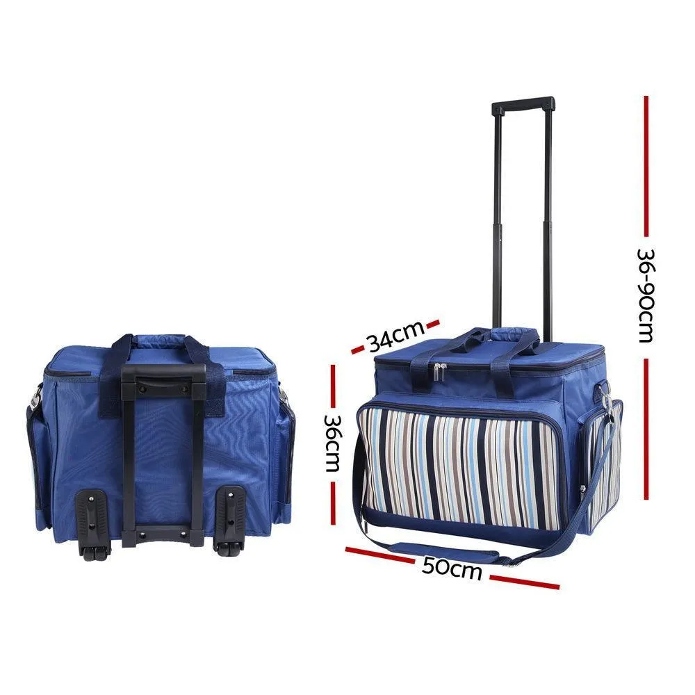 Alfresco 6 Person Picnic Bag Trolley Set - Blue