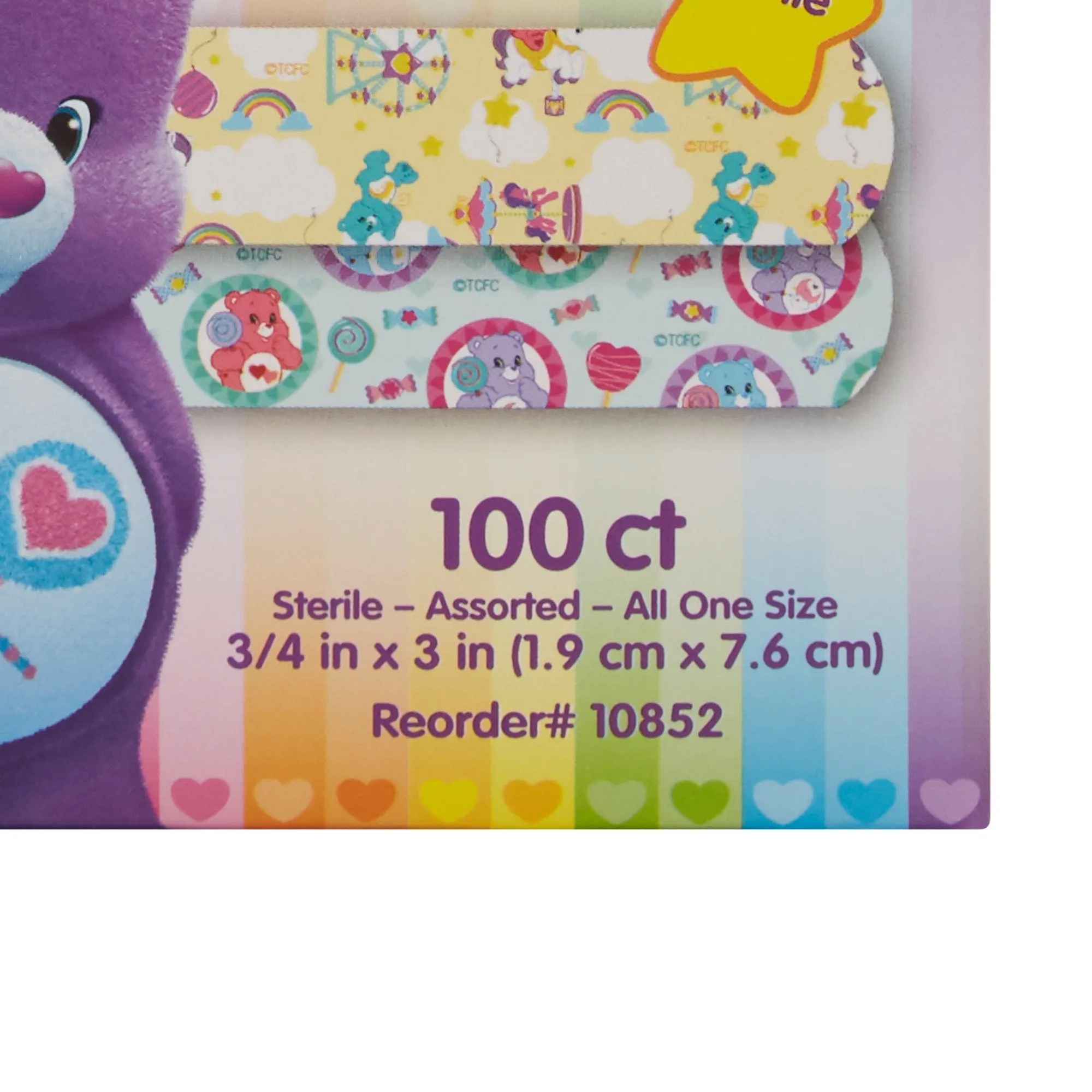 American® White Cross Stat Strip® Kid Design (Care Bears) Adhesive Strip, 3/4 x 3 Inch