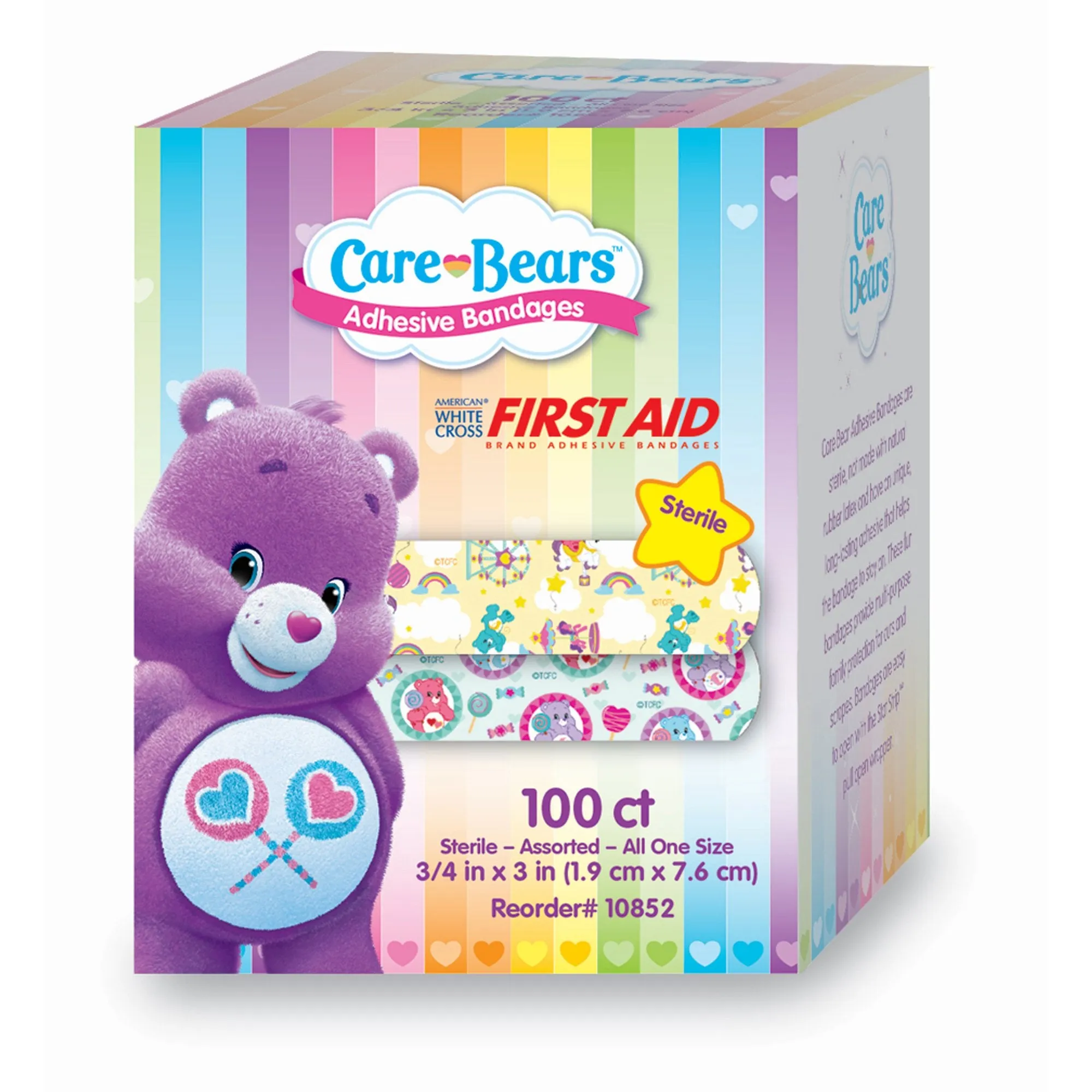 American® White Cross Stat Strip® Kid Design (Care Bears) Adhesive Strip, 3/4 x 3 Inch