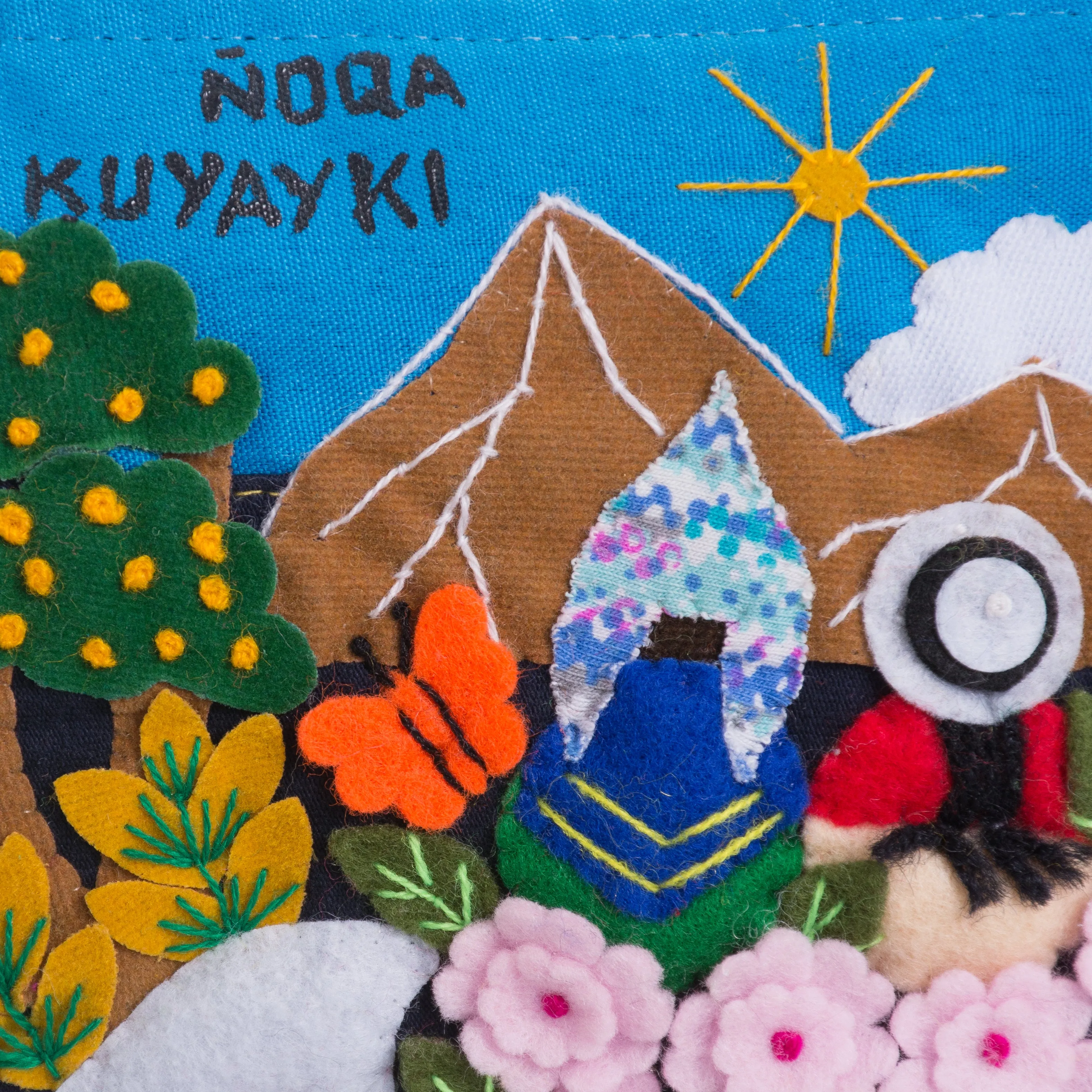 Andean Couple Colorful Cotton Blend AppliquŽ Pencil Case - „oka Kuyayki | NOVICA