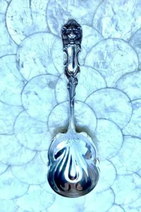 Antique Rare Ornate Lion Sugar Spoon Sterling Silver By Frank Smith Pat 1903