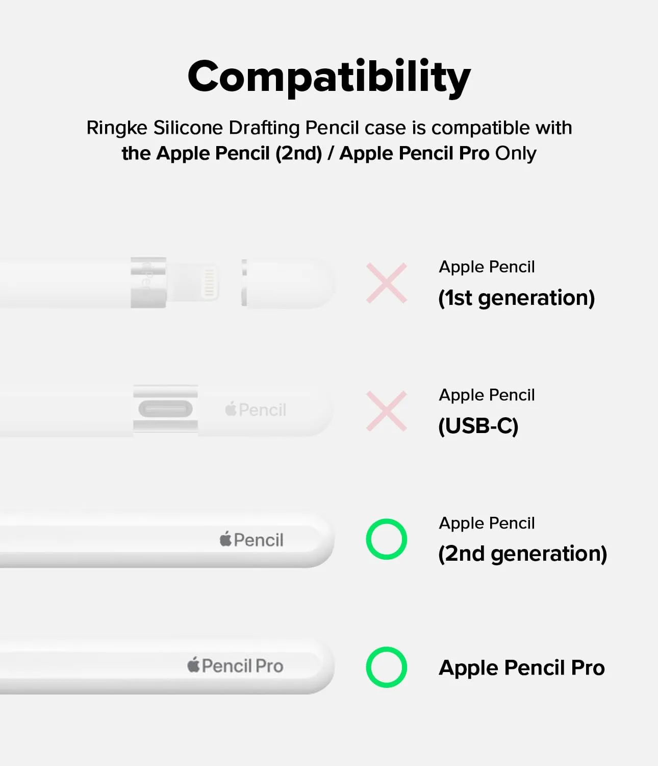 Apple Pencil Pro/Apple Pencil 2nd Generation Case,  Silicone Drafting Pencil Case - White