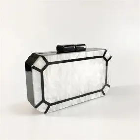 Art Deco Design Womens Acrylic Evening Bag with Geometric Clutch Style