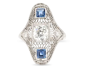 Art Deco Yogo Sapphire Ring