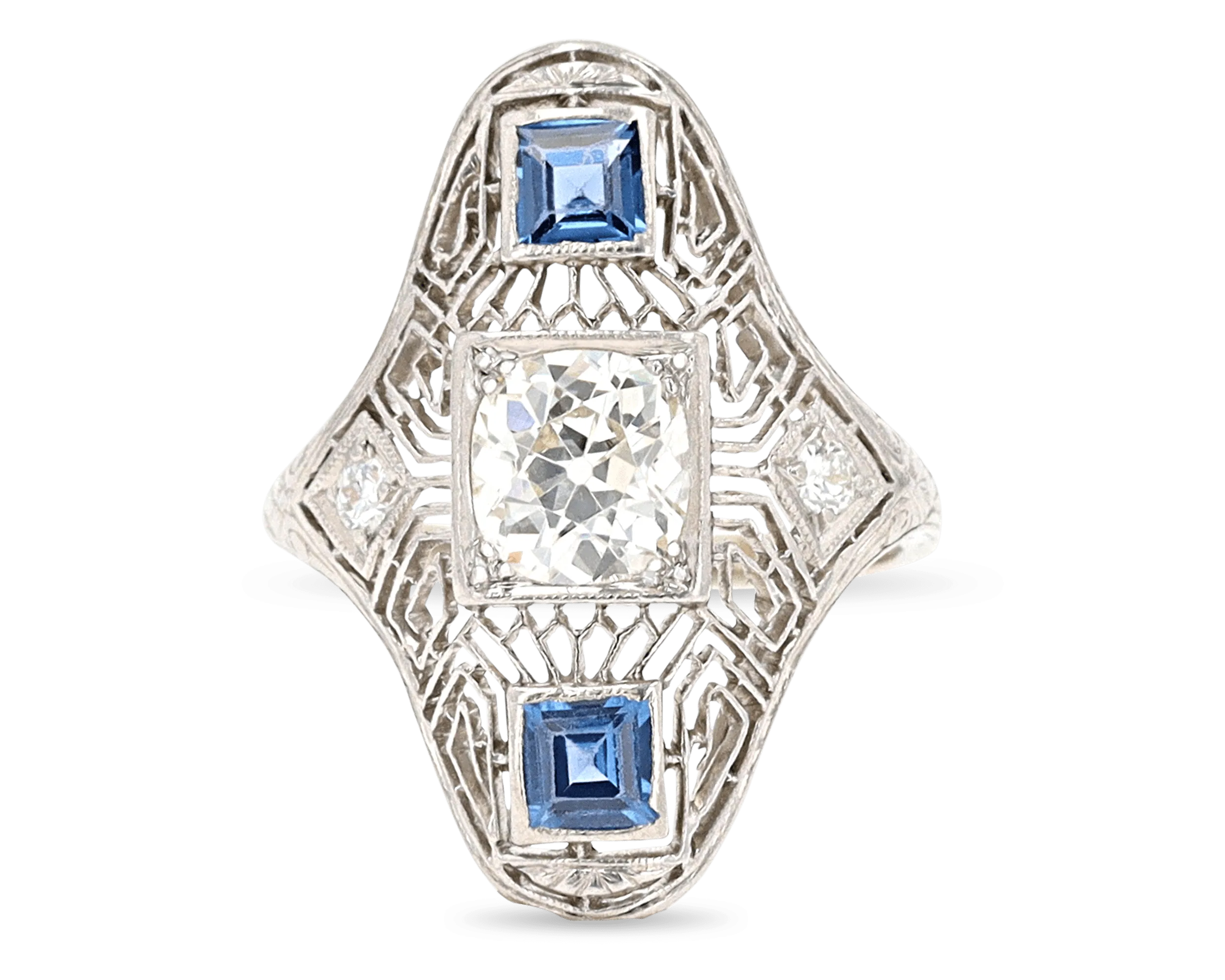 Art Deco Yogo Sapphire Ring