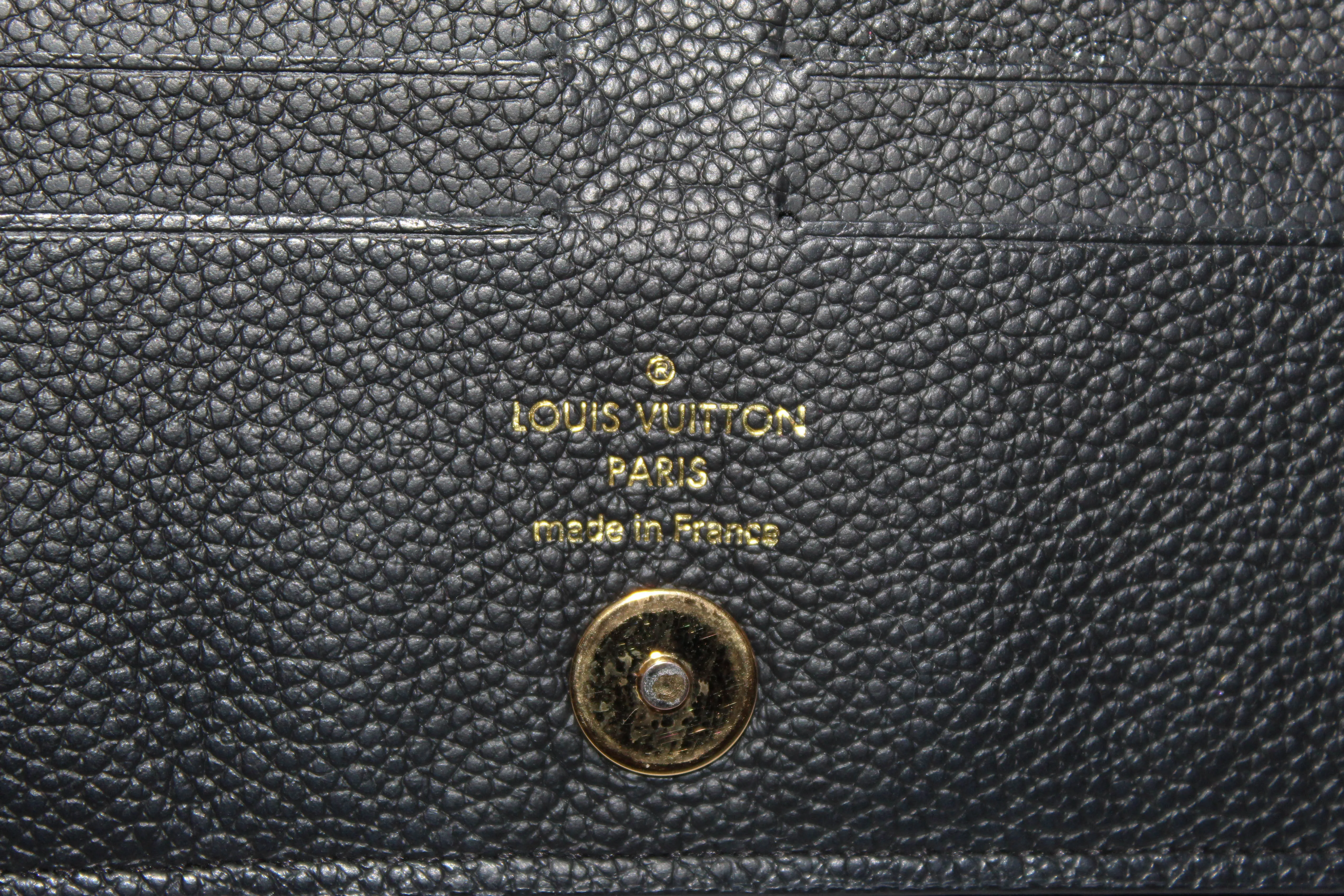 Authentic Louis Vuitton Black Monogram Empreinte Leather Adele Long Wallet