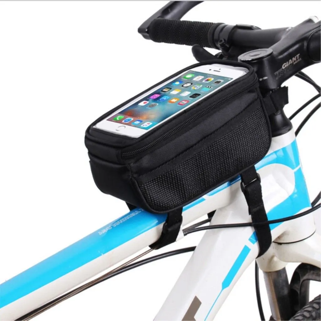 B-SOUL bicycle bike storage bag with touch screen view - Black