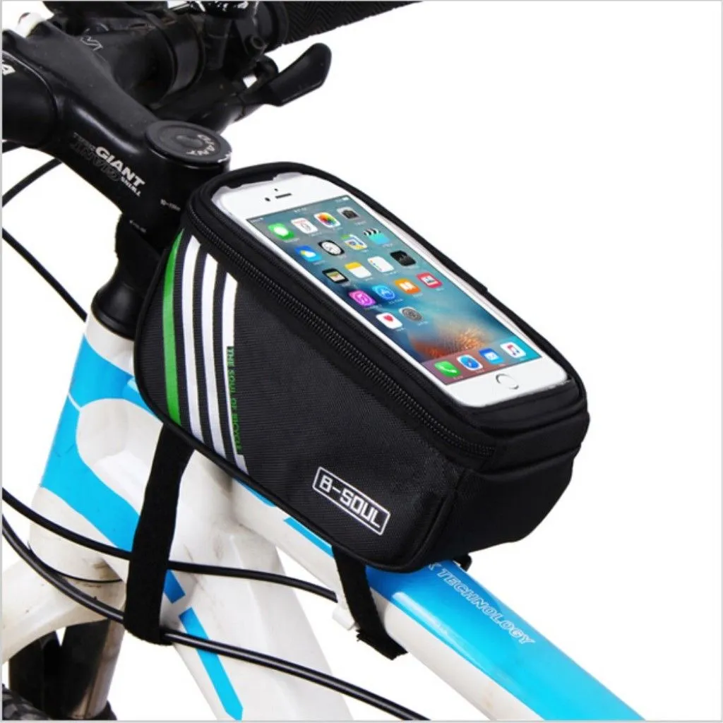 B-SOUL bicycle bike storage bag with touch screen view - Black