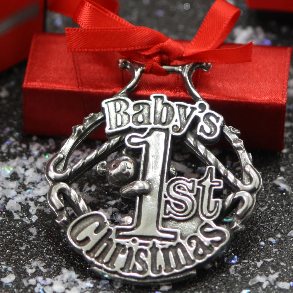 Baby's First Christmas Tree Pewter Ornament Bauble Decoration