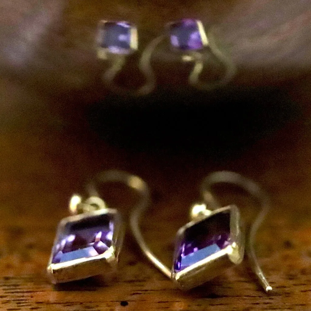 Baguette Amethyst Earrings