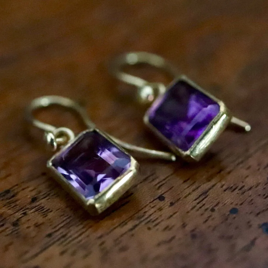 Baguette Amethyst Earrings