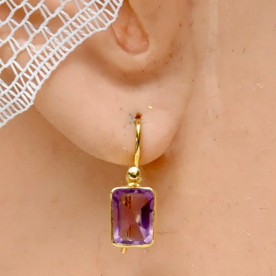 Baguette Amethyst Earrings