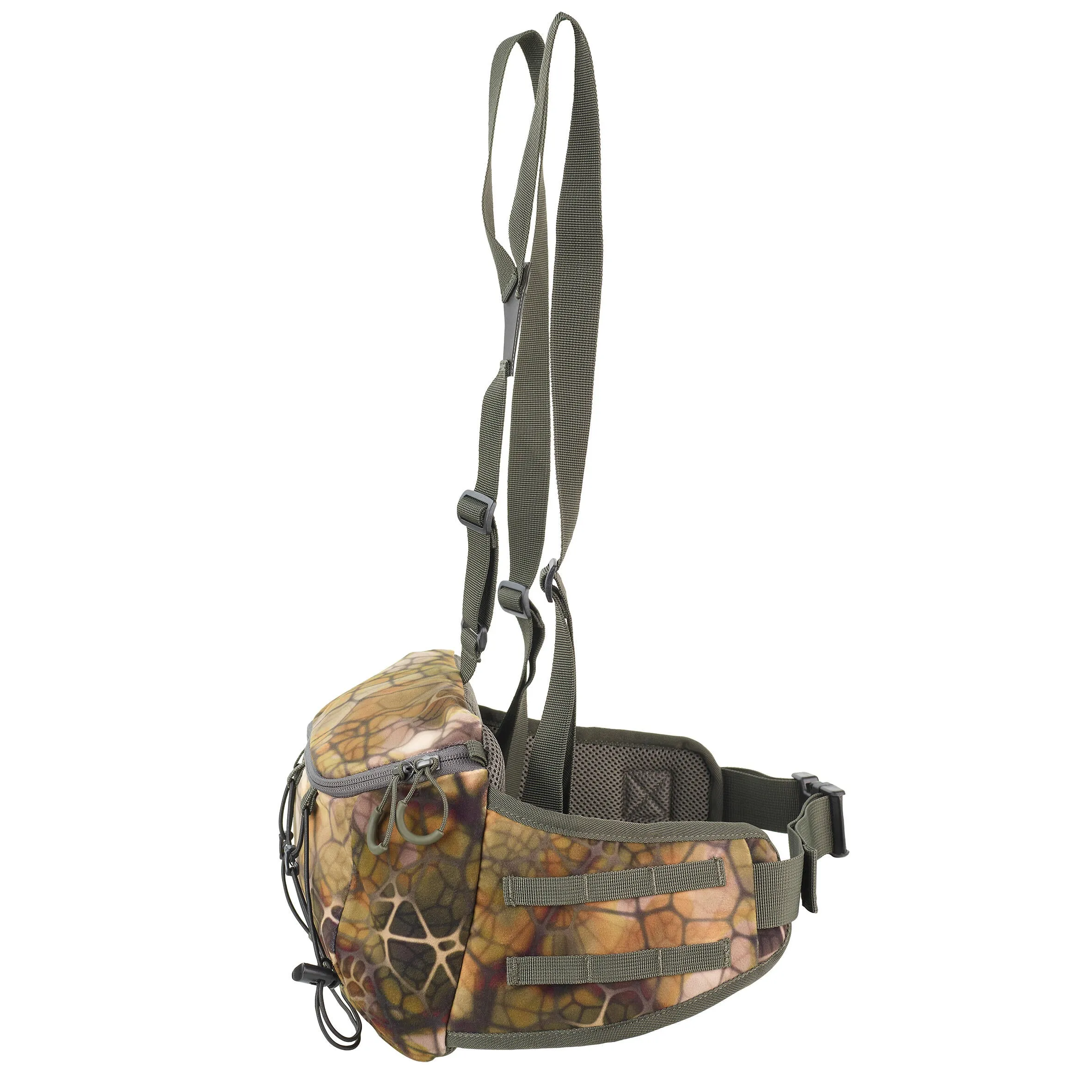 Belt hunting carry bag FURTIV low noise 10 l camouflage SOLOGNAC