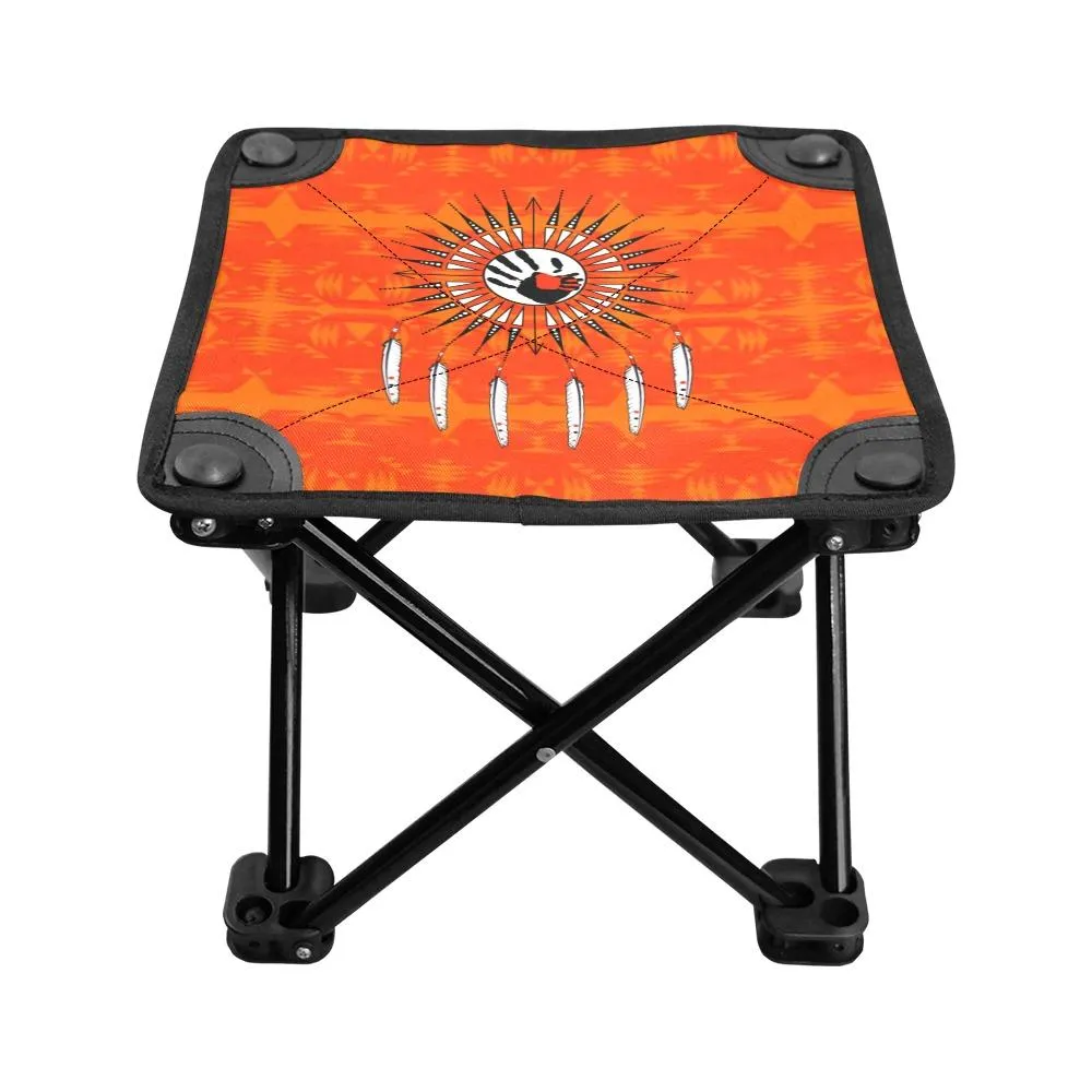 Between the Mountains Orange Feather Directions Folding Fishing Stool