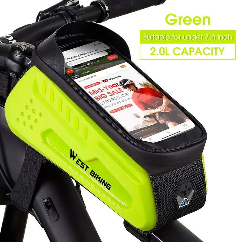 Bicycle Bag Frame Front Top Tube Cycling Bag Waterproof 6-7.4" Phone Case Touchscreen Bag MTB Road Bike Accessories