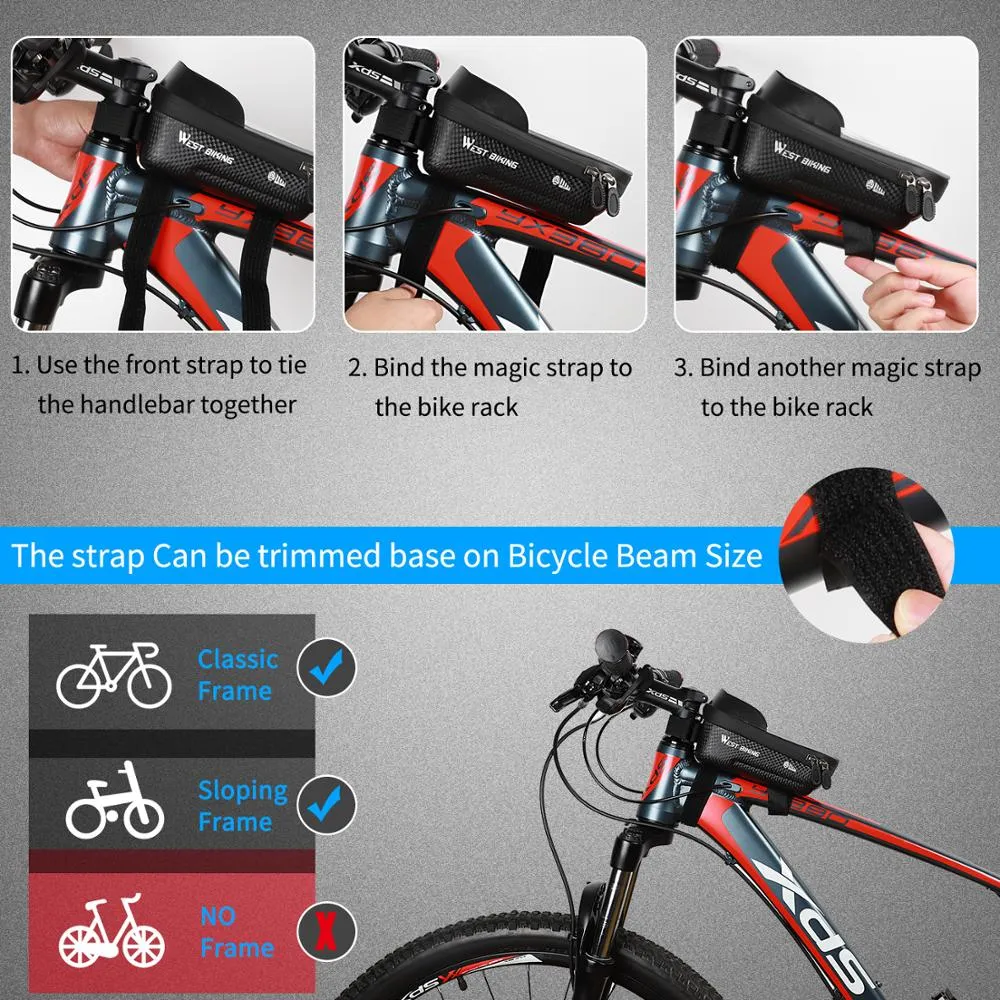 Bicycle Bag Front Frame MTB Bike Bag Waterproof Touch Screen Top Tube 6-7.2 Inch Phone Bag Case Cycling Accessories