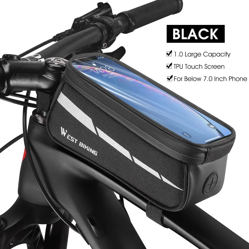 Bicycle Bag Front Frame MTB Bike Bag Waterproof Touch Screen Top Tube 6-7.2 Inch Phone Bag Case Cycling Accessories