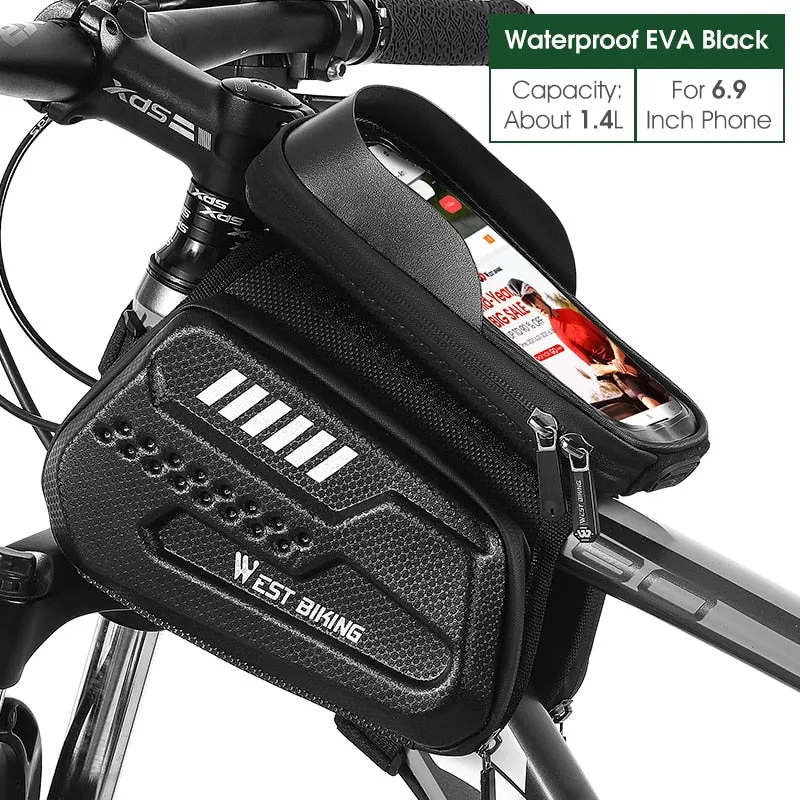 Bicycle Bag Front Frame MTB Bike Bag Waterproof Touch Screen Top Tube 6-7.2 Inch Phone Bag Case Cycling Accessories