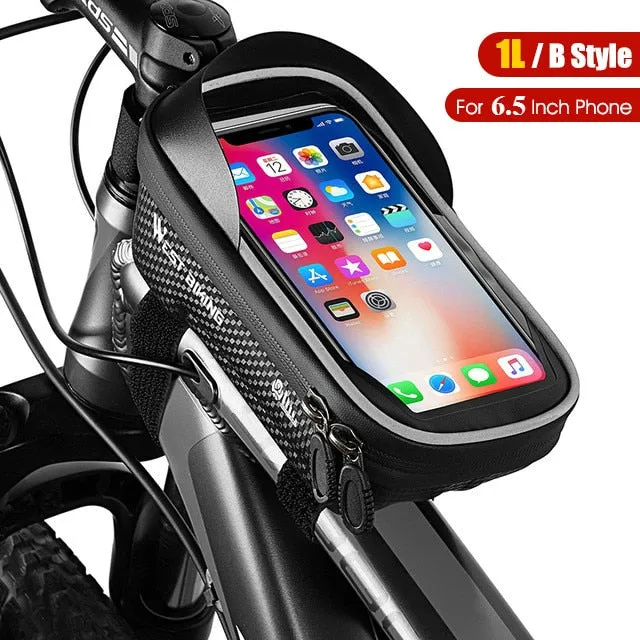 Bicycle Frame Bag Waterproof MTB Road Bike Bag Top Tube 6-7.2 Inch Touch Screen Phone Bag Case Cycling Accessories