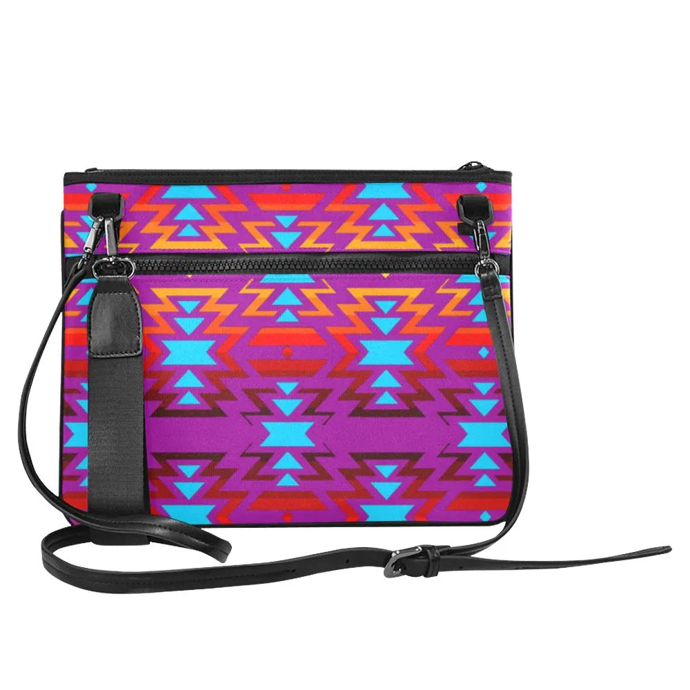 Big Pattern Fire Colors and Sky Moon Shadow Slim Clutch Bag