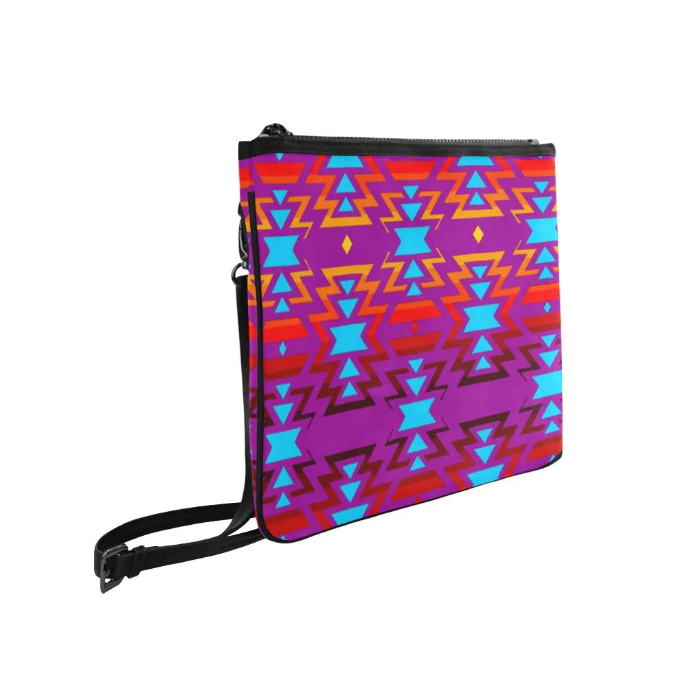 Big Pattern Fire Colors and Sky Moon Shadow Slim Clutch Bag