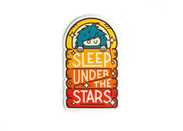 Bigfoot Rainbow Sleep Under the Stars Mini Sticker