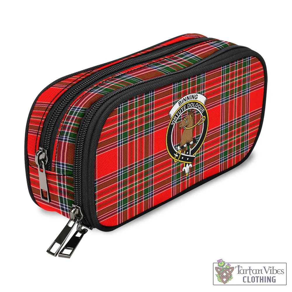 Binning Tartan Pen and Pencil Case with Family Crest