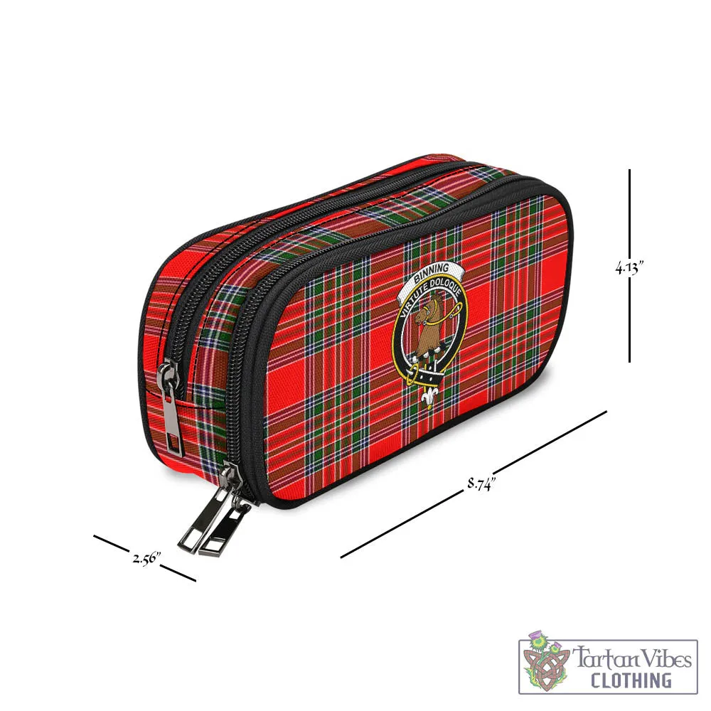 Binning Tartan Pen and Pencil Case with Family Crest