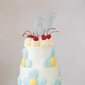 Blue Layered Twenty One Cake Topper