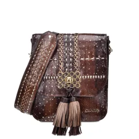 BO378PI - Cuadra chocolate casual fashion python shoulder bag for women