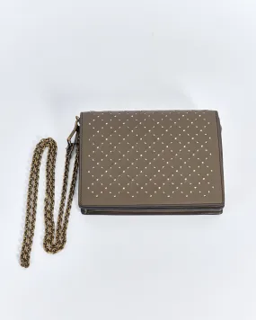 Bottega Veneta studded wallet on chain, olive