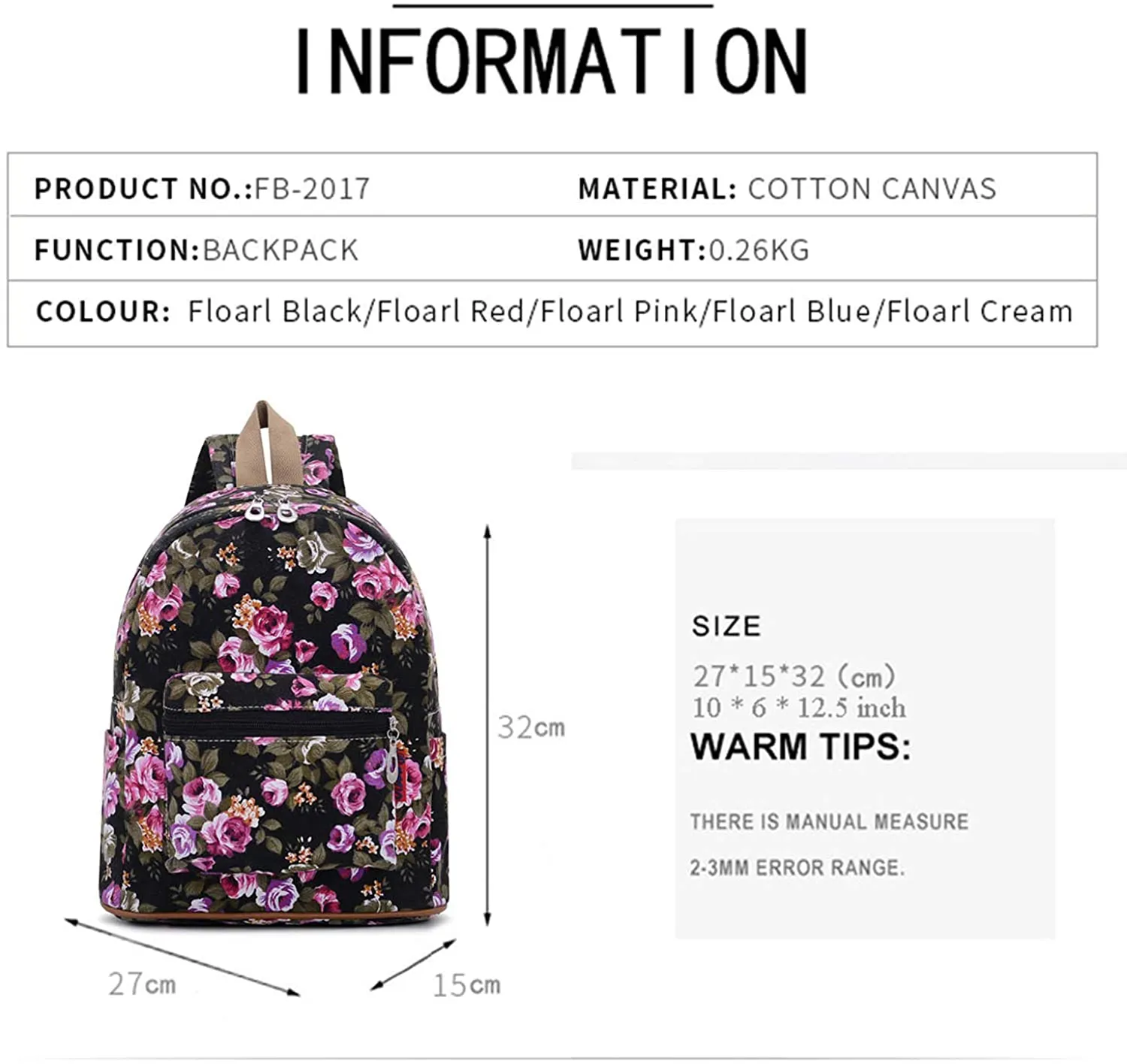 Bravo Floral Small (12 Inch) School Backpack - Floral Black